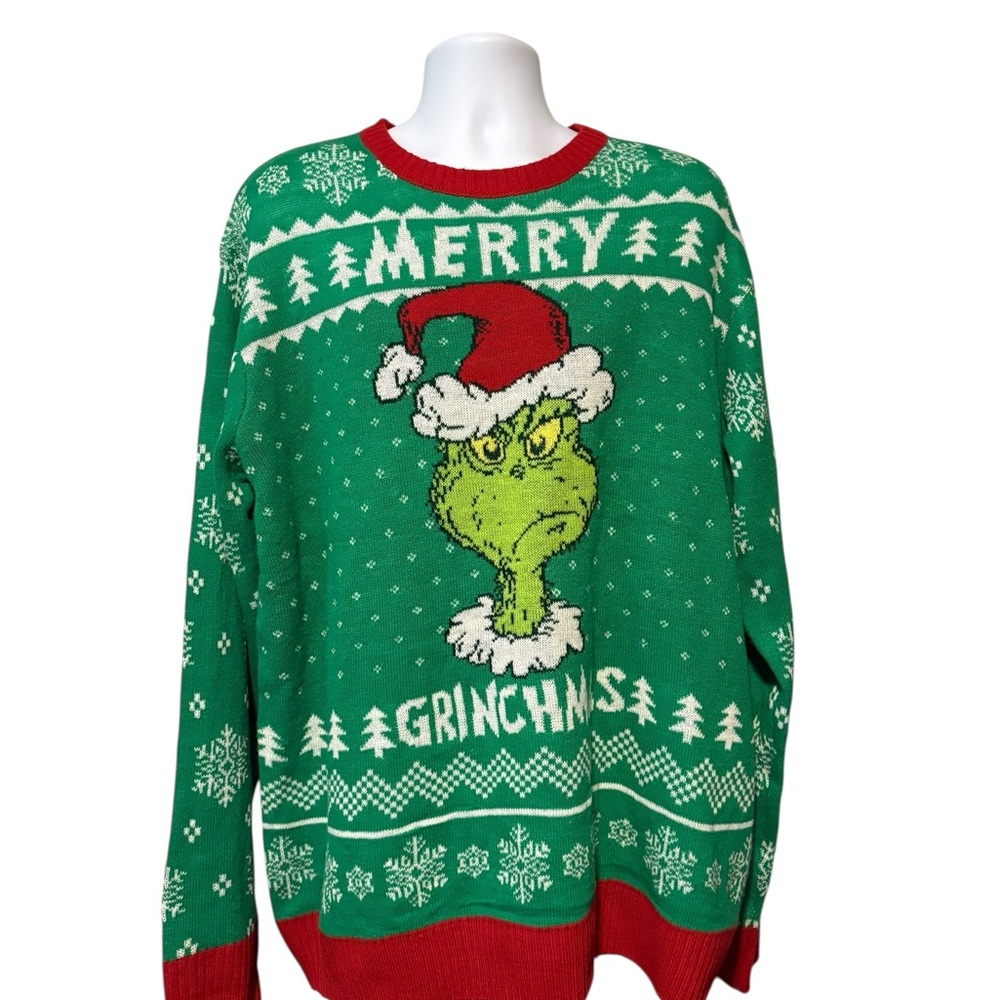 Merry Grinchmas Men’s Graphic Ugly Christmas Crewneck Sweater 2XL